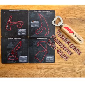 Bamboe Onderzetters Formule 1 circuits bedrukt in kleur